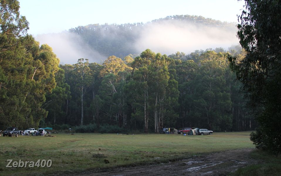 14 Some of the convoy wake up to a sunny morning at O'Tooles Flat.JPG
